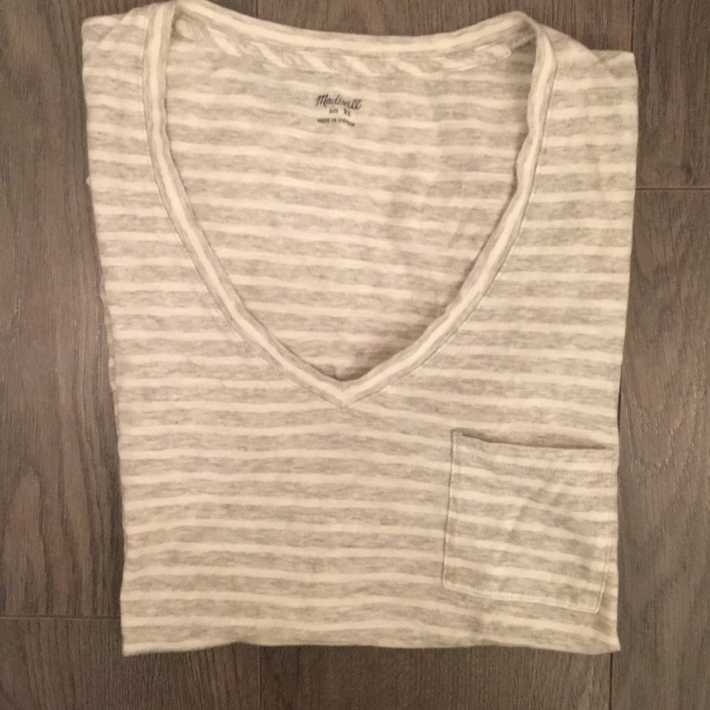 Madewell Striped V Neck T-Shirt Great Condition